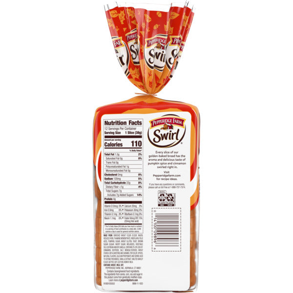 Pepperidge Farm Pumpkin Spice Swirl Bread - Limited Edition Fall Flavor