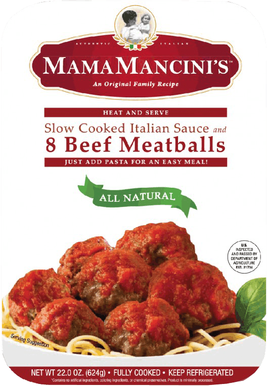 Mama Mancini's Authentic Italian Beef Meatballs with Savory Sauce, 1 lb 6 oz