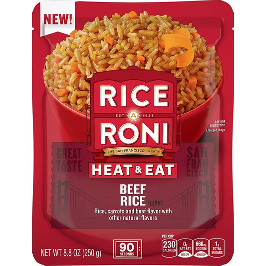 Rice-a-Roni Heat & Eat Beef Rice Microwavable Pouch, Quick Flavorful Meal