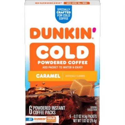 Dunkin' Cold Caramel Powdered Coffee Mix 6-Count Instant Iced Beverage