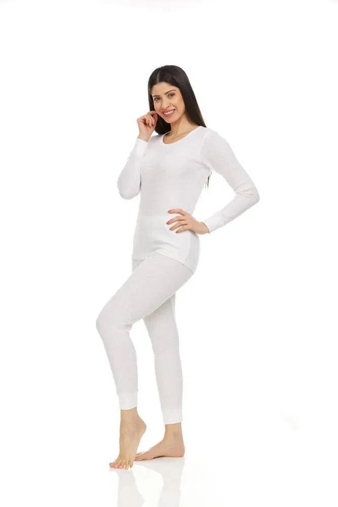 Cozy Women's Thermal Top & Bottom Set - Warm Cotton Polyester Base Layer