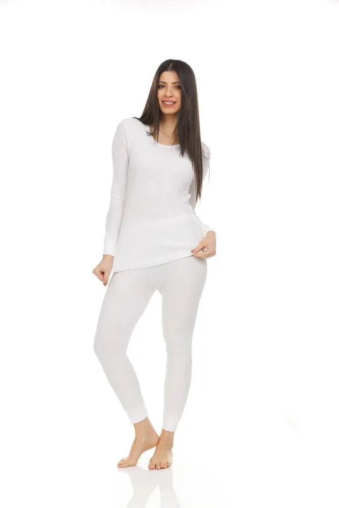 Cozy Women's Thermal Top & Bottom Set - Warm Cotton Polyester Base Layer