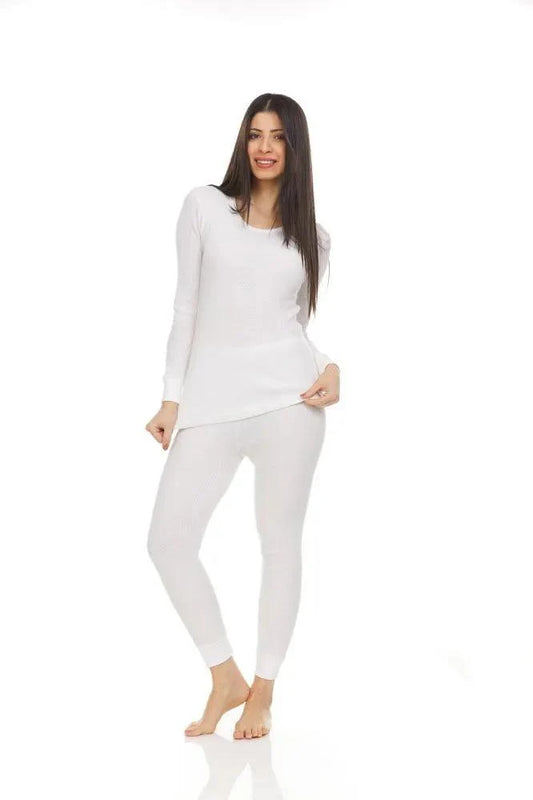 Cozy Women's Thermal Top & Bottom Set - Warm Cotton Polyester Base Layer
