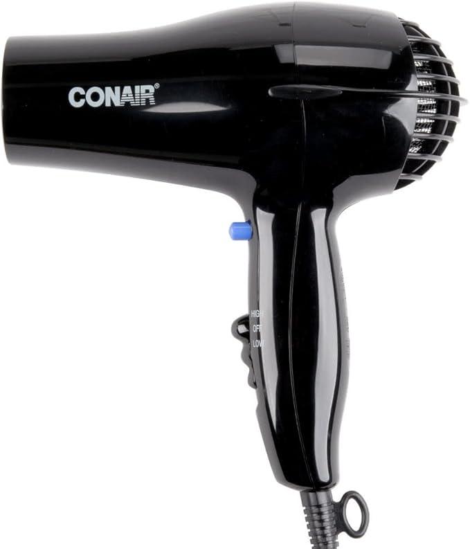 Conair Compact Black Hair Dryer: 2 Heat, 2 Speed, Swift Styling