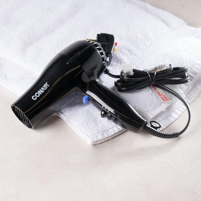 Conair Compact Black Hair Dryer: 2 Heat, 2 Speed, Swift Styling