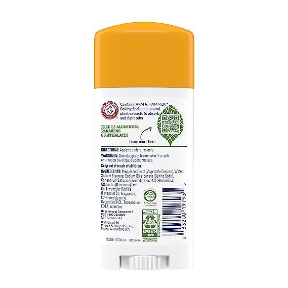Arm & Hammer Essentials Natural Deodorant, Rosemary Lavender, 24-Hour Odor Protection