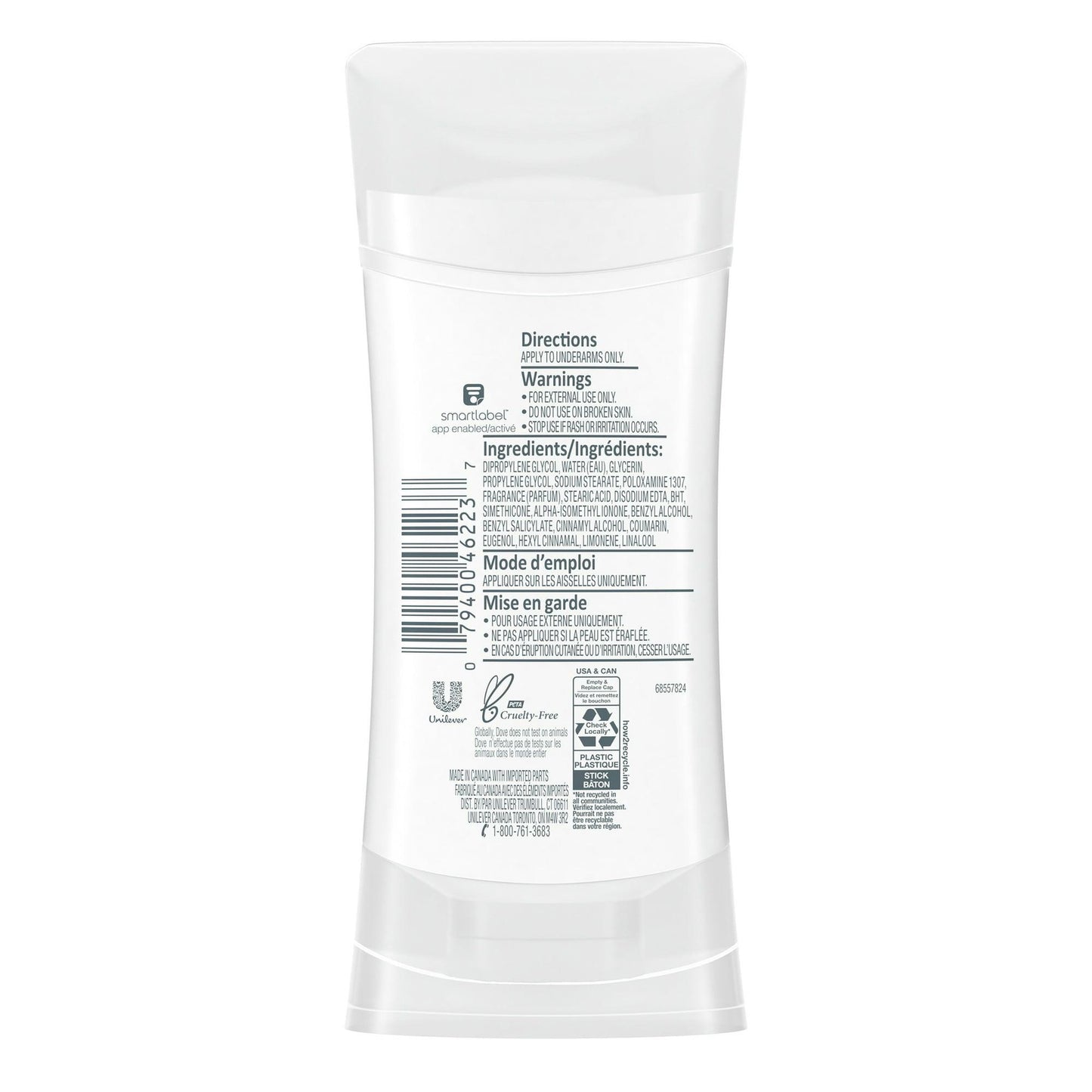 Dove 0% Aluminum Deodorant Stick: Coconut Pink Jasmine, 48H Odor Protection