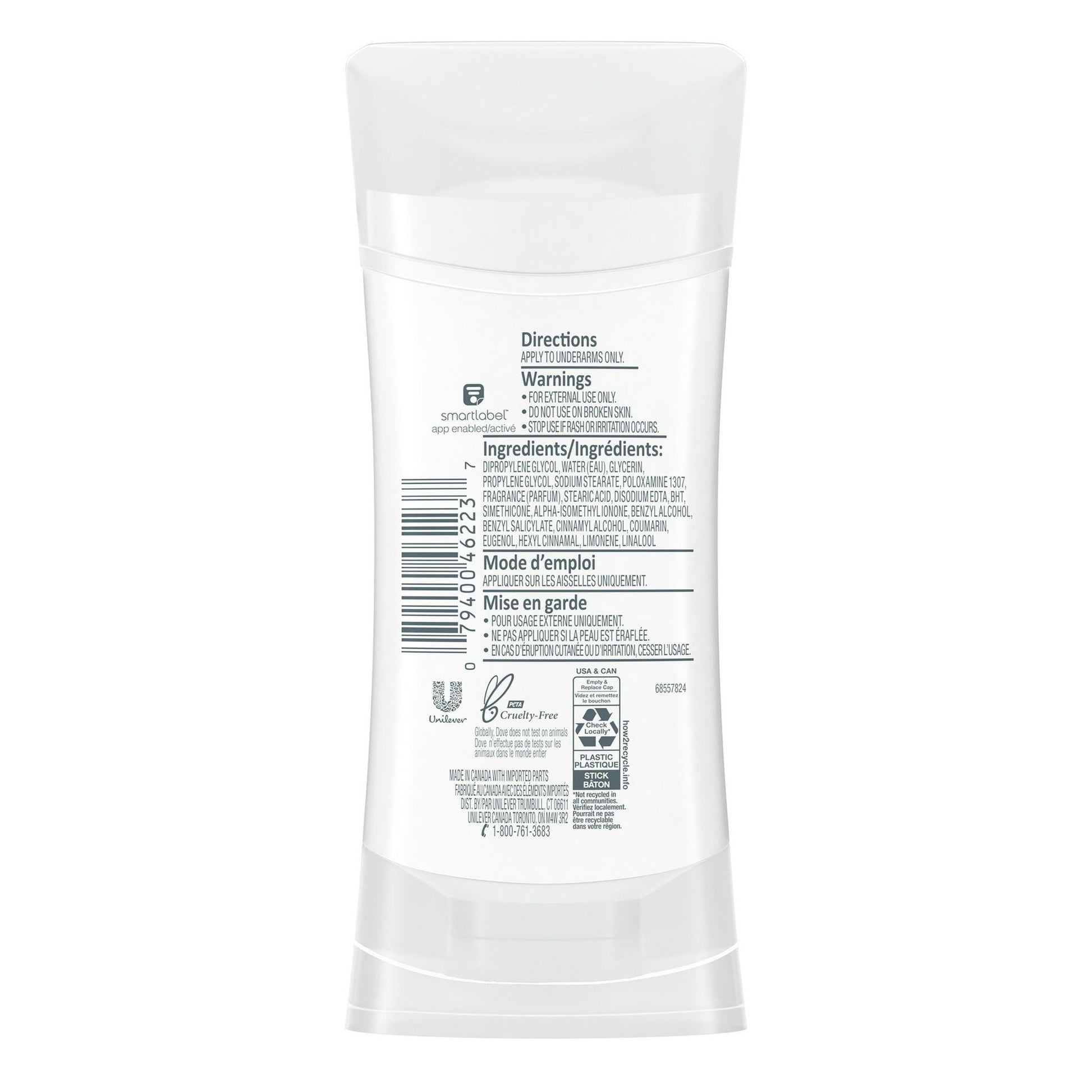 Dove 0% Aluminum Deodorant Stick: Coconut Pink Jasmine, 48H Odor Protection