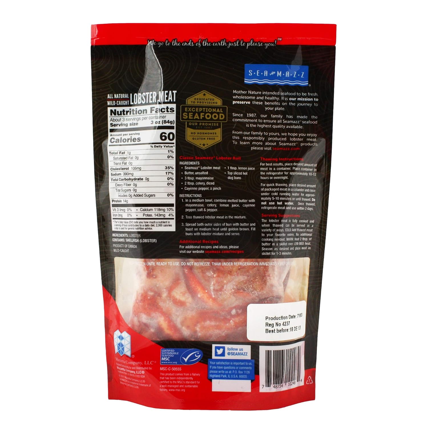Premium Wild-Caught Frozen Cooked Lobster Claw, Knuckle & Leg Meat, 8 Oz