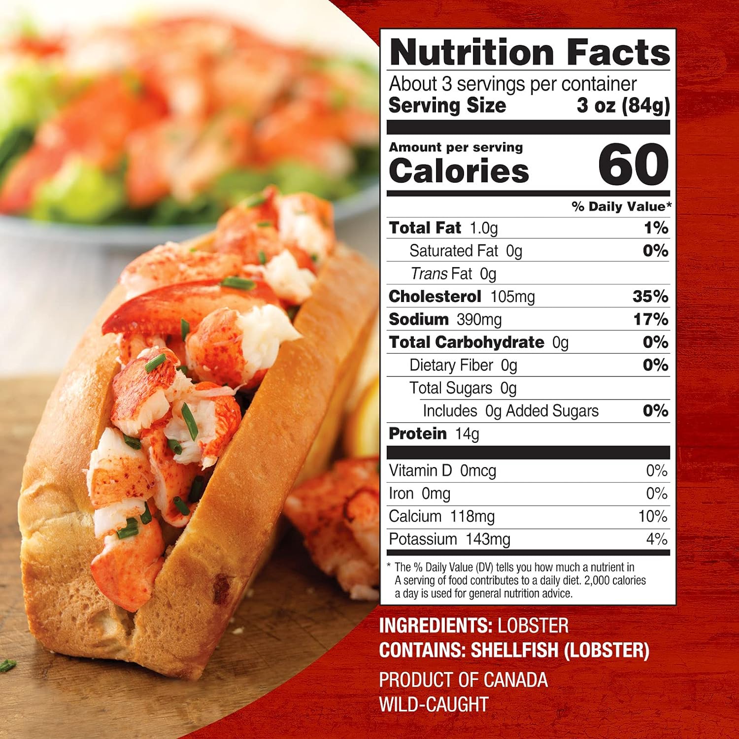 Premium Wild-Caught Frozen Cooked Lobster Claw, Knuckle & Leg Meat, 8 Oz