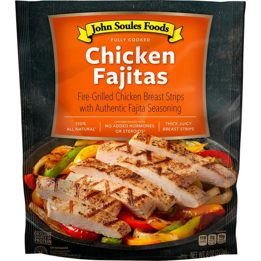John Soules Fully Cooked Fire-Grilled Chicken Fajitas - Authentic Seasoning, Gluten-Free