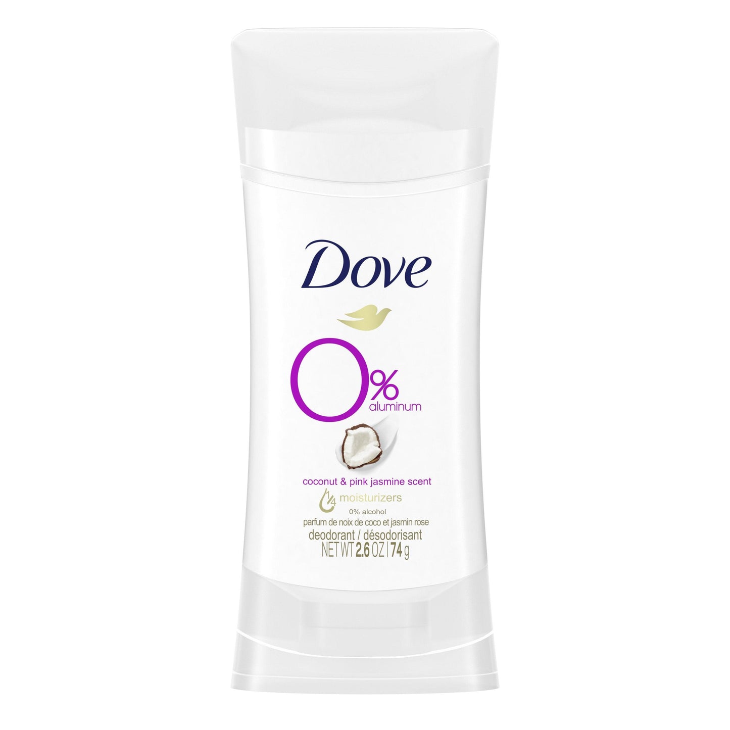 Dove 0% Aluminum Deodorant Stick: Coconut Pink Jasmine, 48H Odor Protection