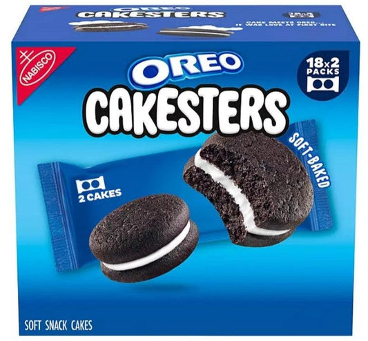 Nabisco Oreo Cakesters Soft Baked Chocolate Snack Cakes Creamy Filling 18-Pack