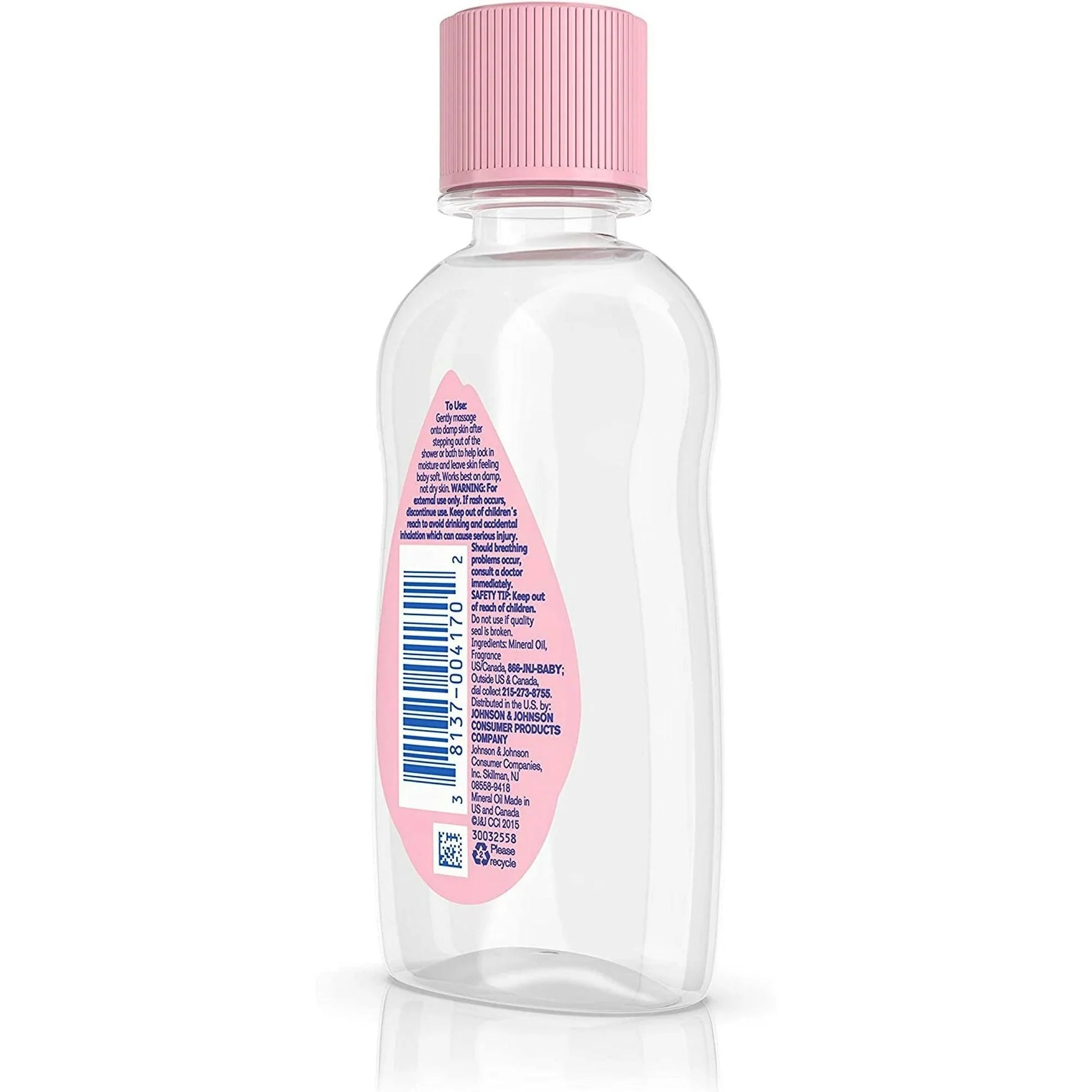 Johnson's Hypoallergenic Pure Mineral Baby Oil, 3 fl oz, Locks in Moisture
