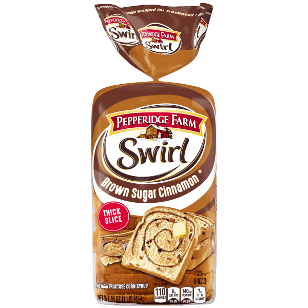 Pepperidge Farm Delicious Brown Sugar Cinnamon Swirl Bread, Soft & Sweet Loaf