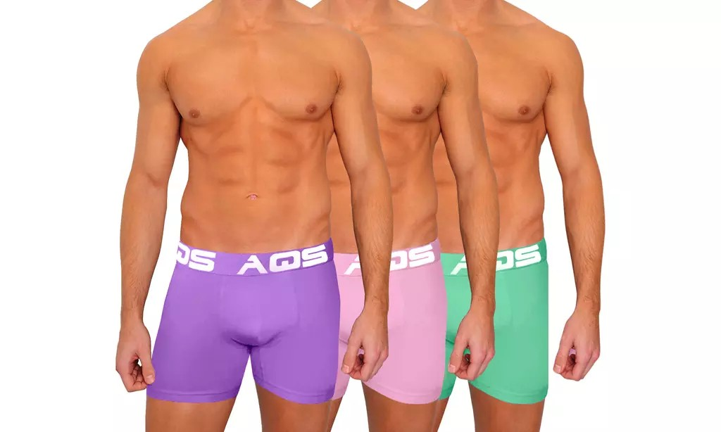 3 Pack AQS Men's Colorful Boxer Briefs