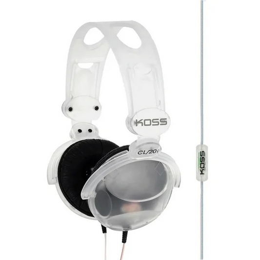 Koss CL-20i Full-Size On-Ear Headphones with In-Line Microphone and Remote, Retro Style, Clear, 197823